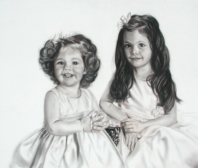 Charcoal value study of Chase and Peyton